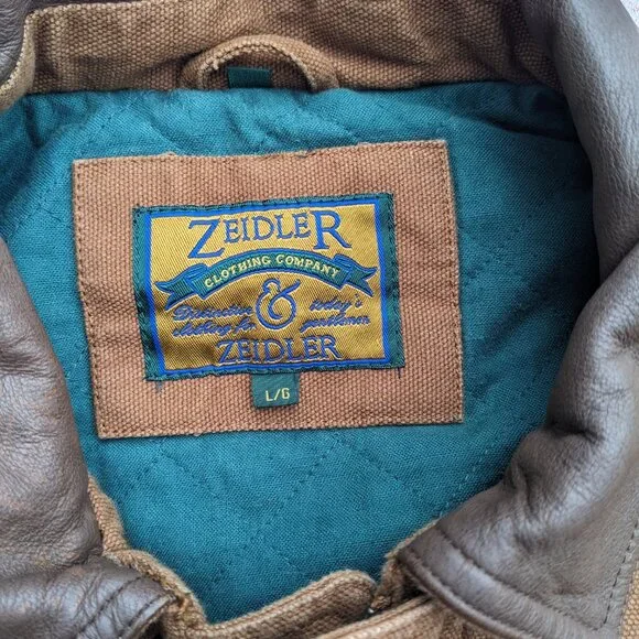 Vintage Barn Chore Jacket Men Large Canvas Leather Collar Farm Work Coat Quilted - Picture 10 of 16